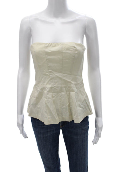 L'Academie Womens Strapless Linen Tunic Blouse Beige Zip Size S