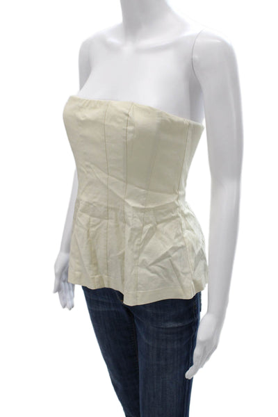 L'Academie Womens Strapless Linen Tunic Blouse Beige Zip Size S