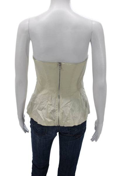 L'Academie Womens Strapless Linen Tunic Blouse Beige Zip Size S