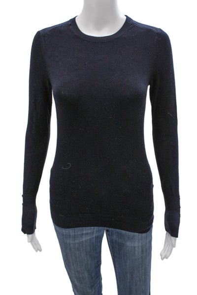 Zara Knit Womens Pullover Sweater Blue Long Sleeve Crew Neck Size S
