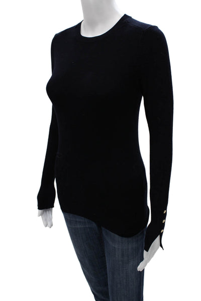 Zara Knit Womens Pullover Sweater Blue Long Sleeve Crew Neck Size S