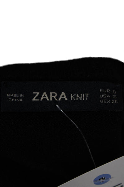 Zara Knit Womens Pullover Sweater Blue Long Sleeve Crew Neck Size S