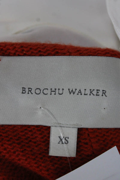 Brochu Walker Women Pullover Sweater V-Neck Orange Wool Cashmere Size XS
