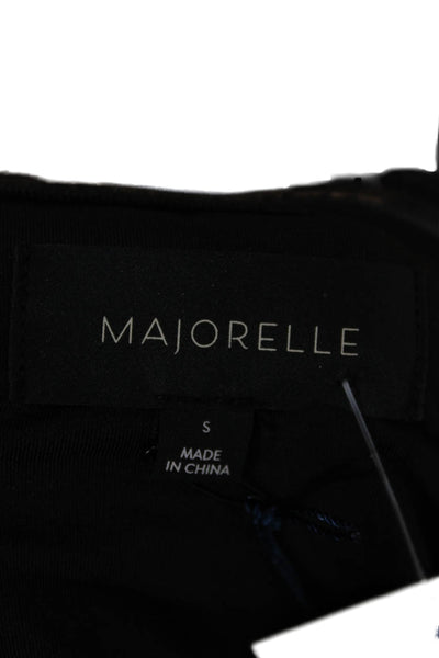 Majorelle Women Off Shoulder Cropped Blouse Black Nylon Long Sleeve Size S