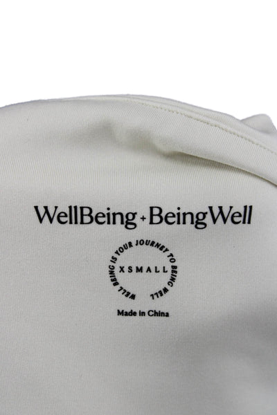 Wellbeing + Beingwell Women Ankle Ivory Recycled Polyester Leggings Size XS