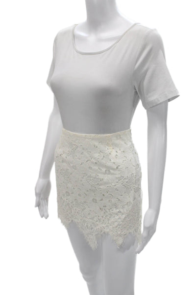 ASTR Womens White Floral Polyester Straight Pencil Skirt Short Zip Size S