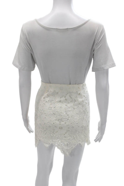 ASTR Womens White Floral Polyester Straight Pencil Skirt Short Zip Size S