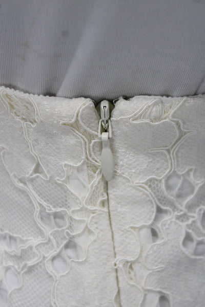 ASTR Womens White Floral Polyester Straight Pencil Skirt Short Zip Size S
