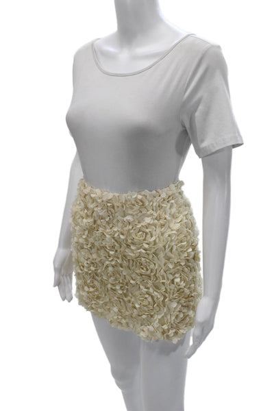 ASTR Womens Straight Pencil Skirt Ivory Floral Polyester Zip Size S