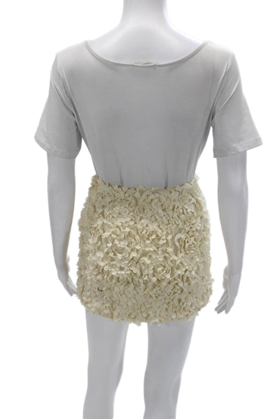 ASTR Womens Straight Pencil Skirt Ivory Floral Polyester Zip Size S