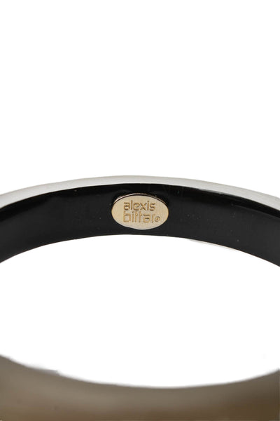 Alexis Bittar Womens Gold Tone Clear Lucite Pave Crystal Hinged Bangle
