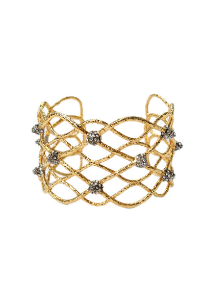 Alexis Bittar Womens Gold Plated Crystal Spike Cuff Bracelet