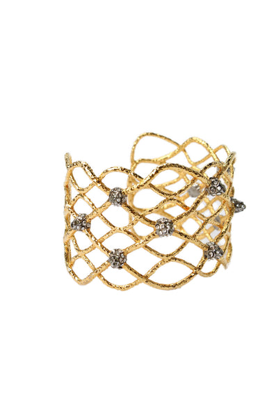 Alexis Bittar Womens Gold Plated Crystal Spike Cuff Bracelet