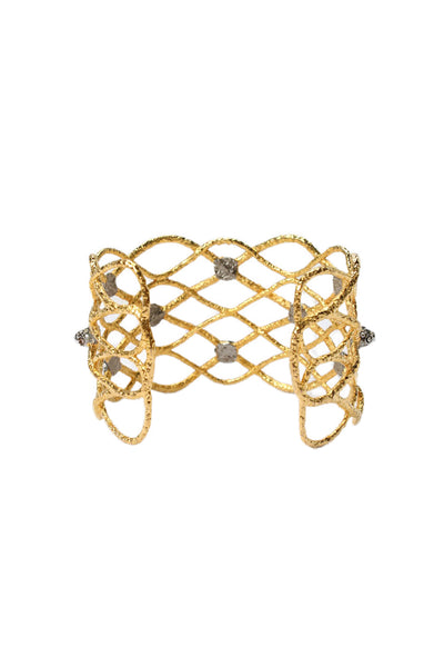 Alexis Bittar Womens Gold Plated Crystal Spike Cuff Bracelet