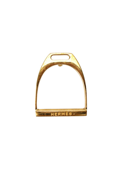 Hermes Mens Gold Tone Stirrup Belt Buckle 1.6"