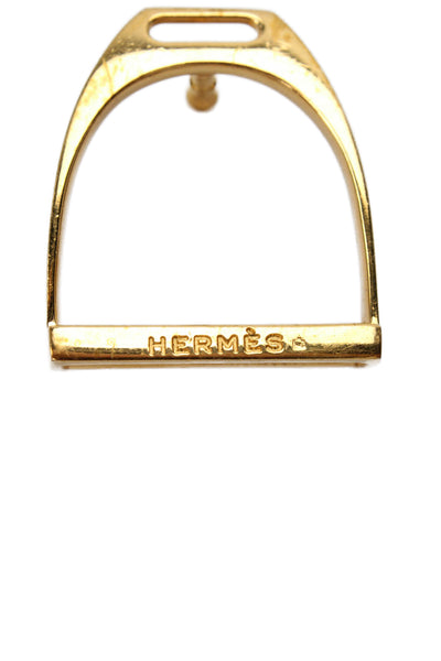 Hermes Mens Gold Tone Stirrup Belt Buckle 1.6"