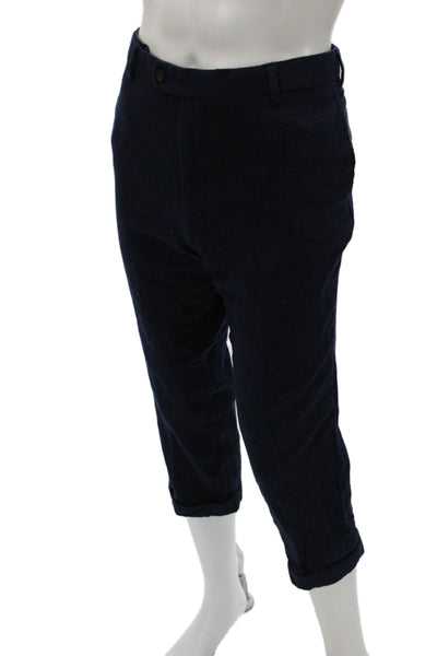 Hart Schaffner Marx Mens Cropped Pants Blue Wool Blend Button Size 38