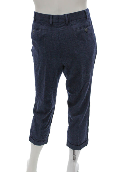 Hart Schaffner Marx Mens Cropped Pants Blue Wool Blend Button Size 38