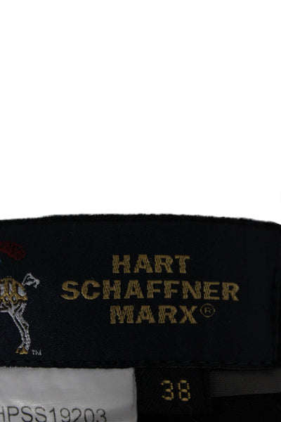 Hart Schaffner Marx Mens Cropped Pants Blue Wool Blend Button Size 38