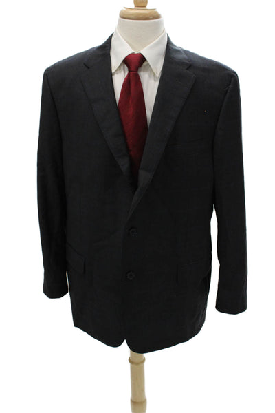 Hickey Freeman Mens 2 Piece Blazer Wool Gray Solid Size 46