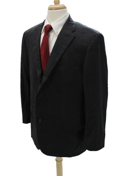 Hickey Freeman Mens 2 Piece Blazer Wool Gray Solid Size 46