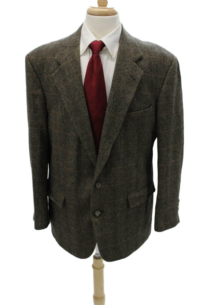 Evan Picone Mens Herringbone Wool Blazer Brown Size 44