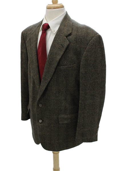 Evan Picone Mens Herringbone Wool Blazer Brown Size 44