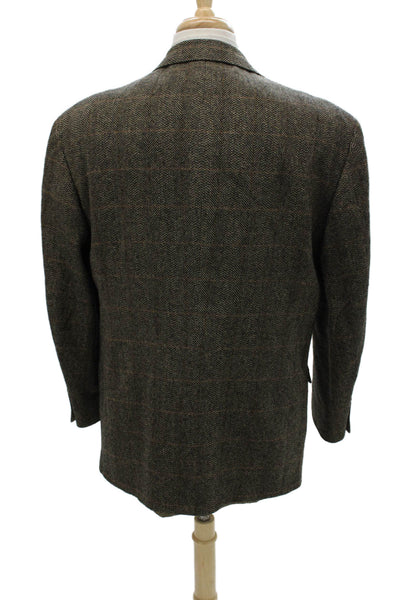 Evan Picone Mens Herringbone Wool Blazer Brown Size 44