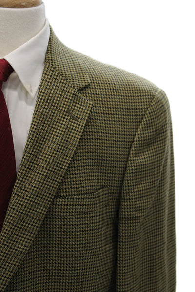 Hart Schaffner Marx Mens 2 Piece Blazer Green Houndstooth Wool Blend Size 43