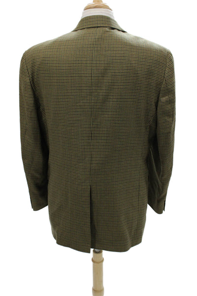 Hart Schaffner Marx Mens 2 Piece Blazer Green Houndstooth Wool Blend Size 43