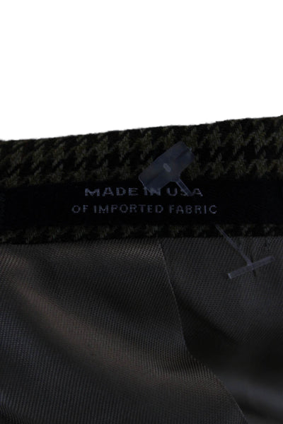 Hart Schaffner Marx Mens 2 Piece Blazer Green Houndstooth Wool Blend Size 43