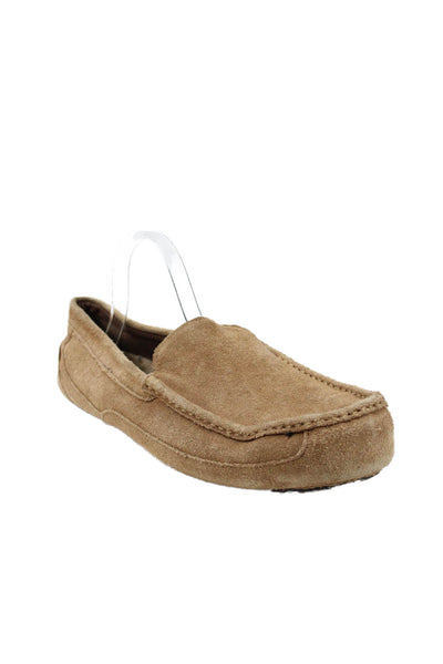 Ugg Mens Slip On Round Toe Suede Loafers Moccasins Brown Size 14