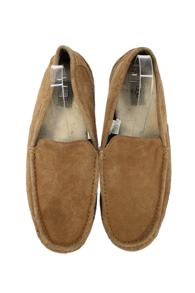 Ugg Mens Slip On Round Toe Suede Loafers Moccasins Brown Size 14