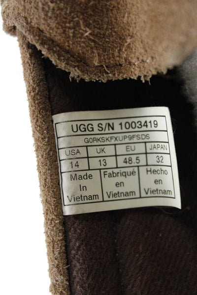 Ugg Mens Slip On Round Toe Suede Loafers Moccasins Brown Size 14