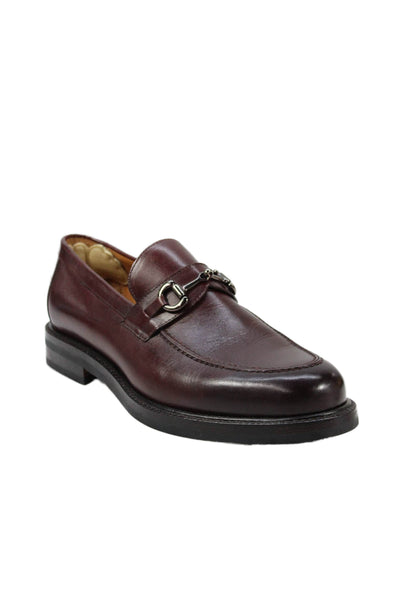 Beckett Simonon Mens Slip On Round Toe Bit Detail Leather Loafers Red Size 10