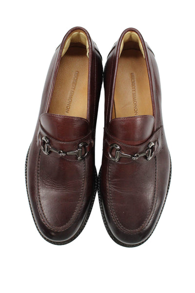 Beckett Simonon Mens Slip On Round Toe Bit Detail Leather Loafers Red Size 10