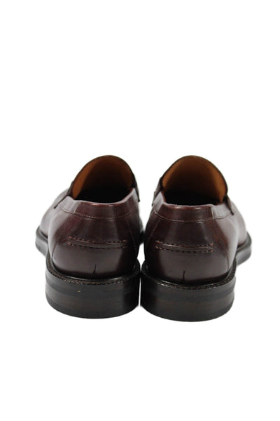 Beckett Simonon Mens Slip On Round Toe Bit Detail Leather Loafers Red Size 10