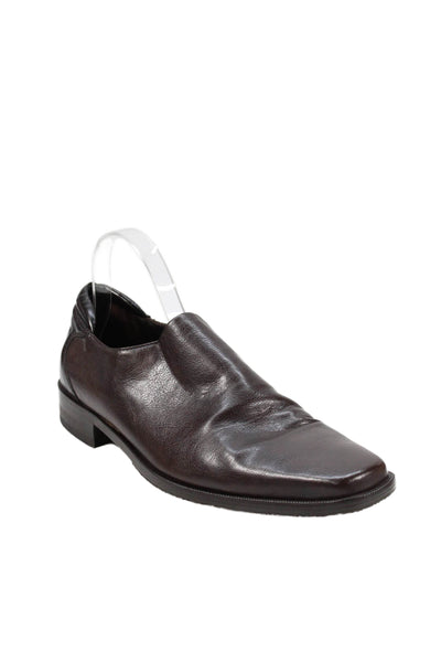 Donald J Pliner Mens Slip On Square Toe Leather Loafers Dark Brown Size 9.5
