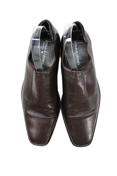 Donald J Pliner Mens Slip On Square Toe Leather Loafers Dark Brown Size 9.5