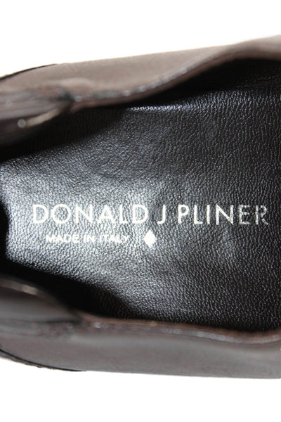 Donald J Pliner Mens Slip On Square Toe Leather Loafers Dark Brown Size 9.5