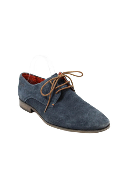 Bugatti Mens Lace Up Round Toe Suede Oxfords Blue Size 42