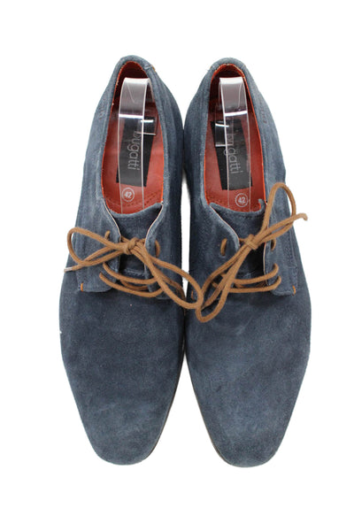 Bugatti Mens Lace Up Round Toe Suede Oxfords Blue Size 42