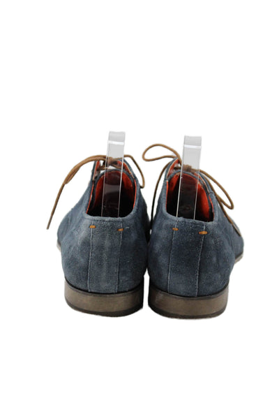 Bugatti Mens Lace Up Round Toe Suede Oxfords Blue Size 42