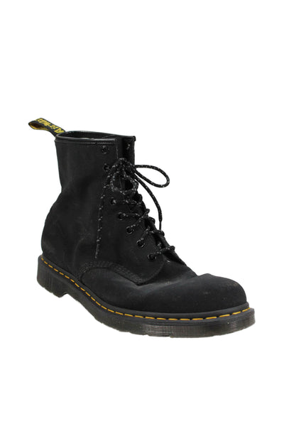 Dr. Martens Mens Lace Up Round Toe Suede Combat Boots Black Size 13