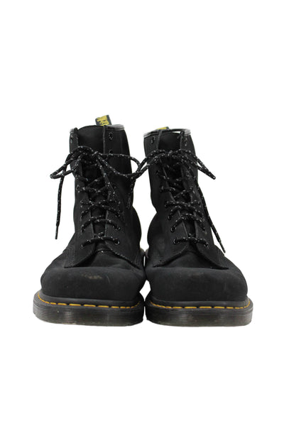 Dr. Martens Mens Lace Up Round Toe Suede Combat Boots Black Size 13