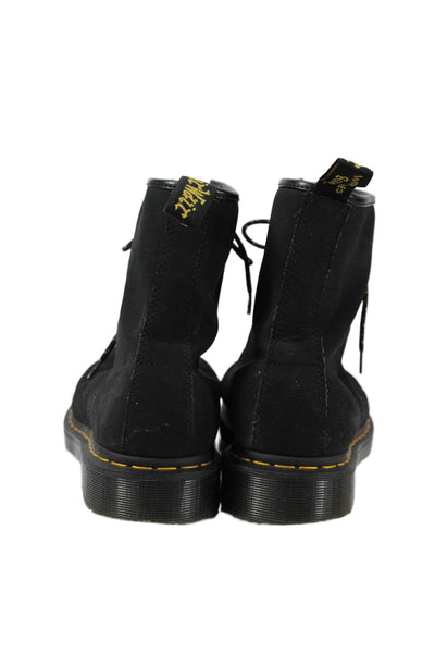 Dr. Martens Mens Lace Up Round Toe Suede Combat Boots Black Size 13