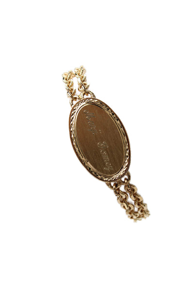 Speidel Womens Vintage Gold Tone Engraved ID Bracelet 7"