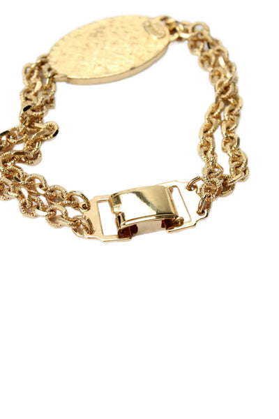 Speidel Womens Vintage Gold Tone Engraved ID Bracelet 7"