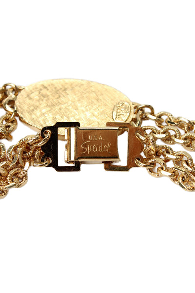 Speidel Womens Vintage Gold Tone Engraved ID Bracelet 7"