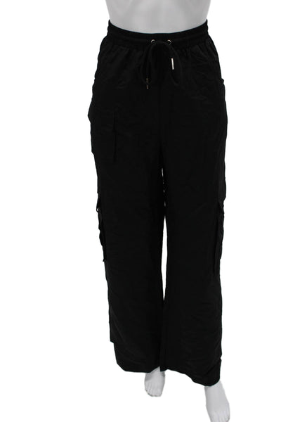 Superdown Women Cargo Pants Black Nylon Drawstring Utility Size M